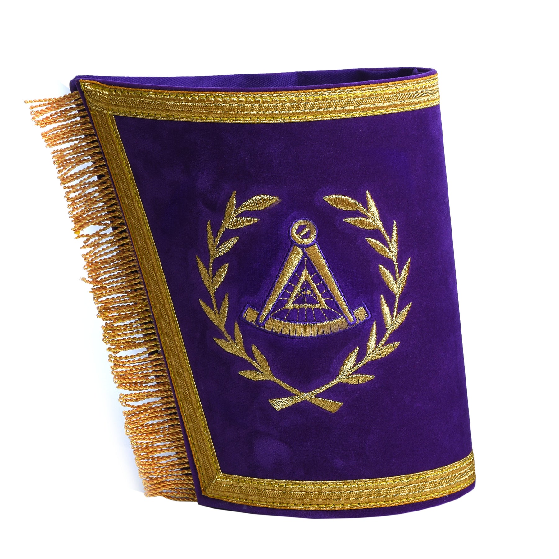 Grand Master Blue Lodge Cuff - Purple Hand Embroidery With Fringe - Bricks Masons