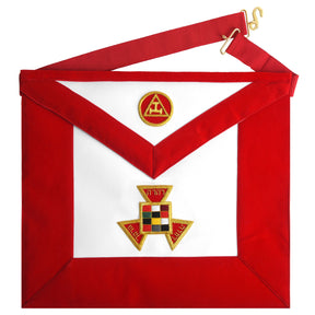 Past High Priest Royal Arch Chapter Apron - Red Velvet With Gold Embroidery - Bricks Masons