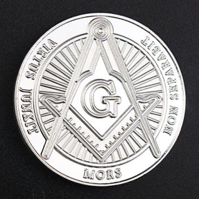 Master Mason Blue Lodge Coin - VIRTUS JUNXIT MORS NON SEPARABIT Silver Commemorative - Bricks Masons