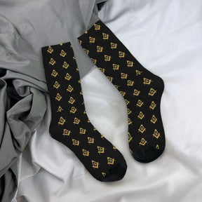 Master Mason Blue Lodge Sock - Black & Gold - Bricks Masons