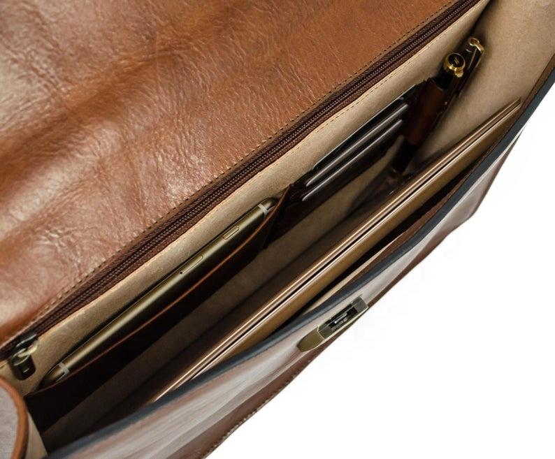 Council Briefcase - Brown Leather - Bricks Masons