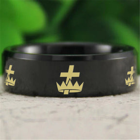 Knights Templar Commandery Ring - Reverse Comfort Fit Tungsten - Bricks Masons