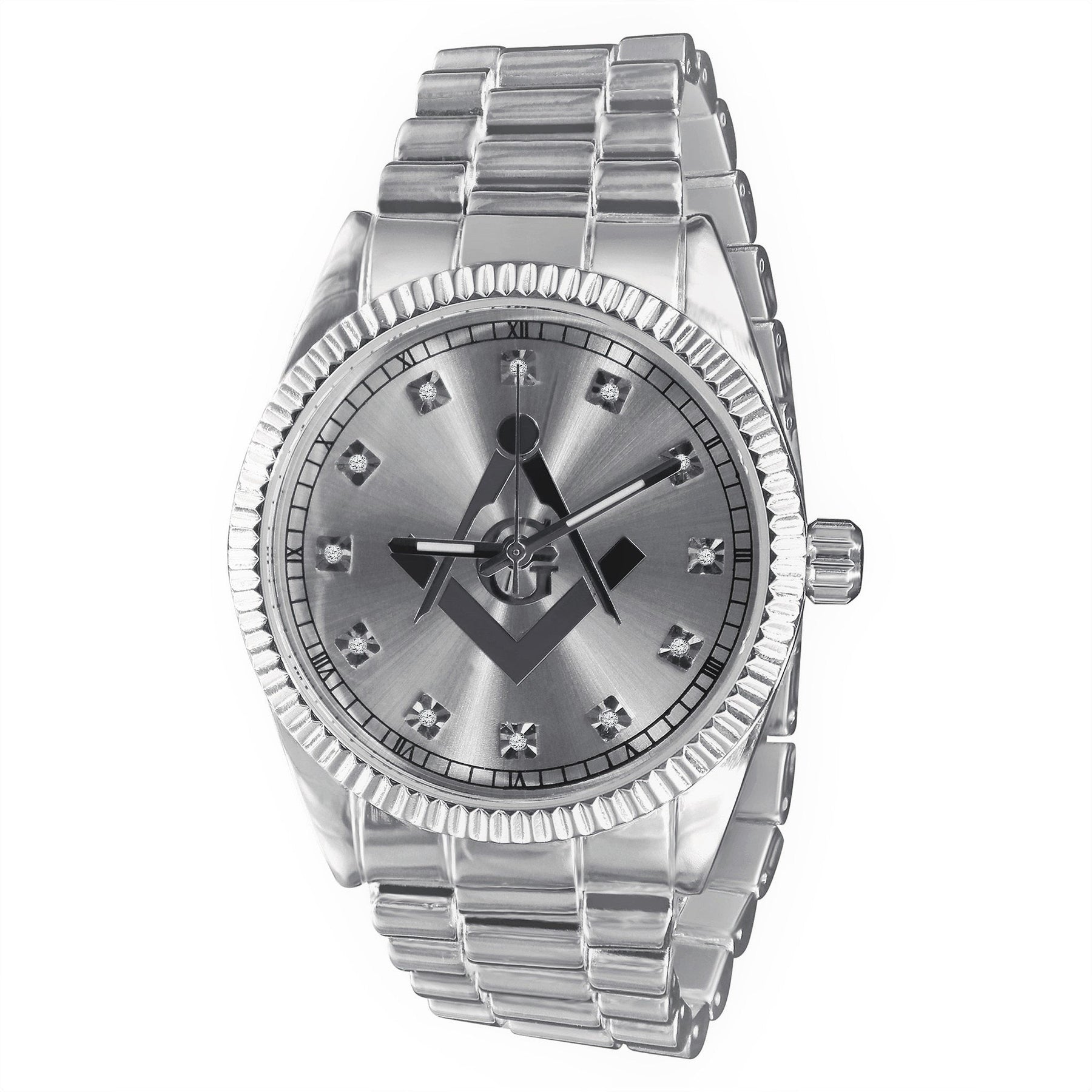 Masonic Iced Out Metallic Watch - Bricks Masons