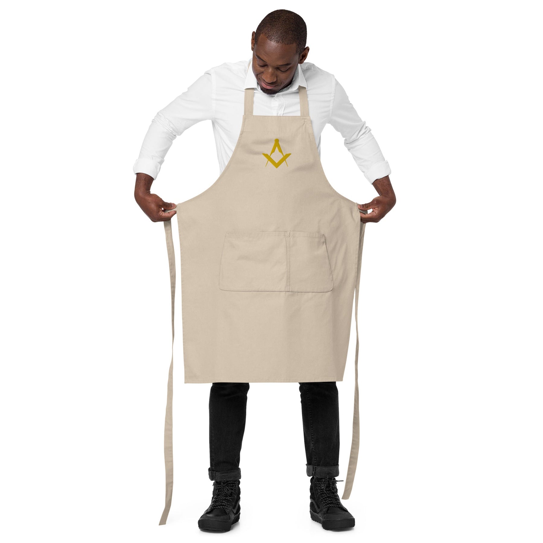 Master Mason Bllue Lodge Kitchen Apron - Square and Compass Embroidery - Bricks Masons