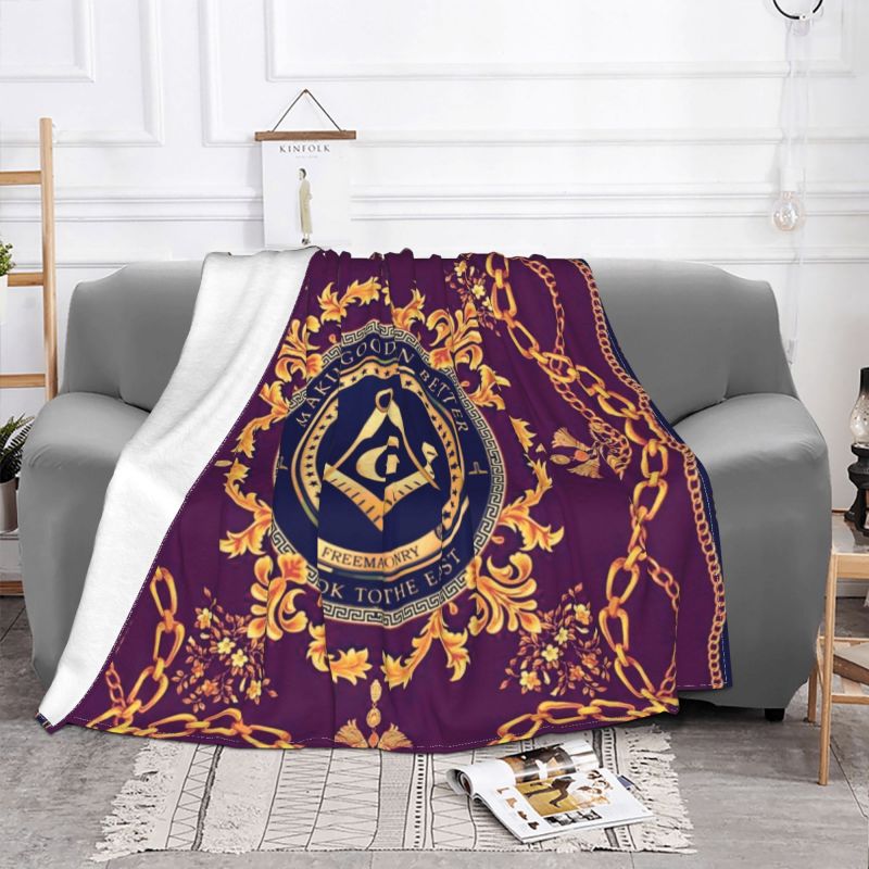 Master Mason Blue Lodge Blanket - Ultra-Soft Fleece - Bricks Masons