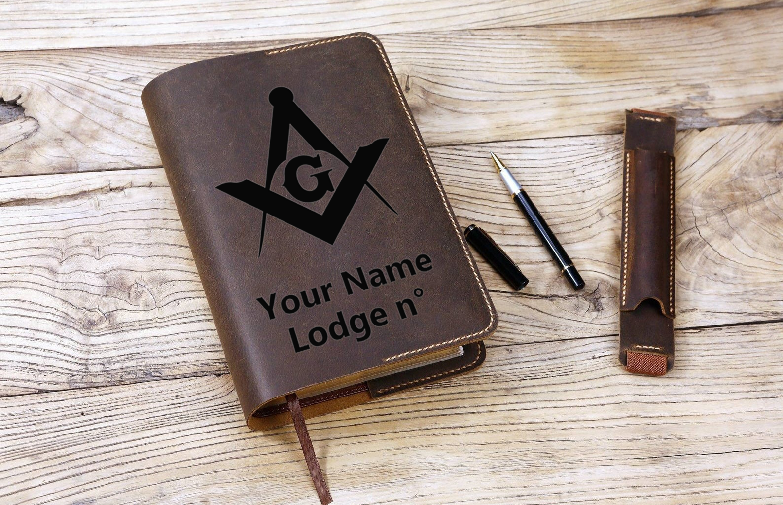 Master Mason Blue Lodge Book Cover - Leather - Bricks Masons