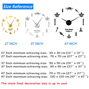 Master Mason Blue Lodge Clock - Frameless Design - Bricks Masons