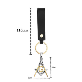 Master Mason Blue Lodge Keychain - Golden Stainless Steel Square & Compass G - Bricks Masons