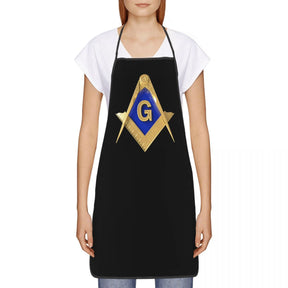 Master Mason Blue Lodge Kitchen Apron - Golden Square and Compass G - Bricks Masons