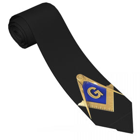 Master Mason Blue Lodge Necktie - Gold Square & Compass G - Bricks Masons