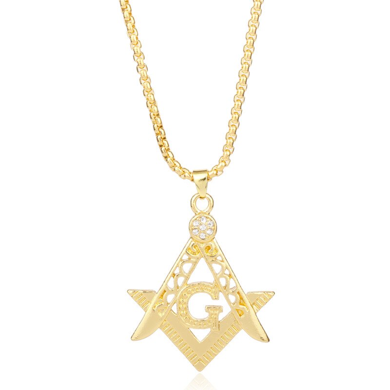 Master Mason Blue Lodge Pendant - Square and Compass G Necklace (Gold & Silver) - Bricks Masons