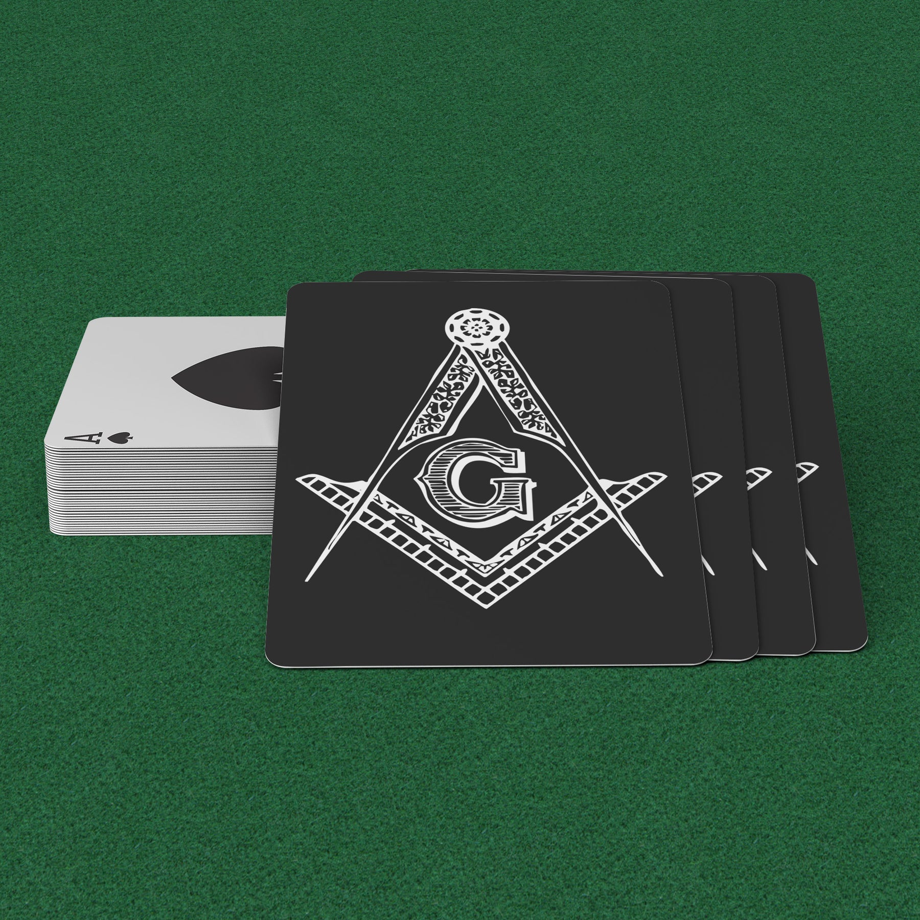 Master Mason Blue Lodge Playing Cards - Black with Square & Compass G - Bricks Masons