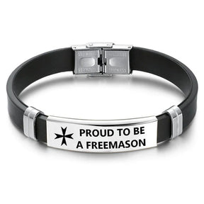 Order Of Malta Commandery Bracelet - Steel & Leather - Bricks Masons