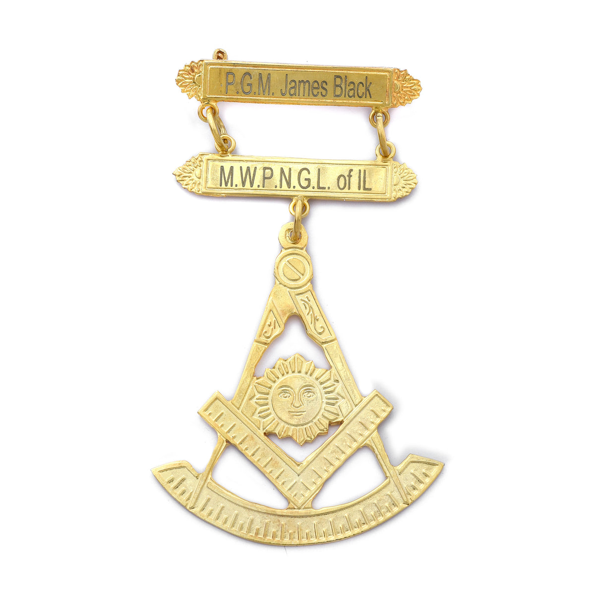 Past Master Blue Lodge California Regulation Breast Jewel - Engravable Bar Pins - Bricks Masons