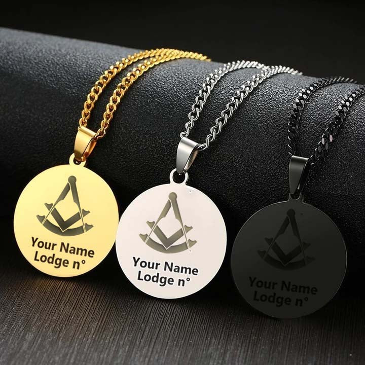 Past Master Blue Lodge Necklace - Various Stainless Steel Colors - Bricks Masons