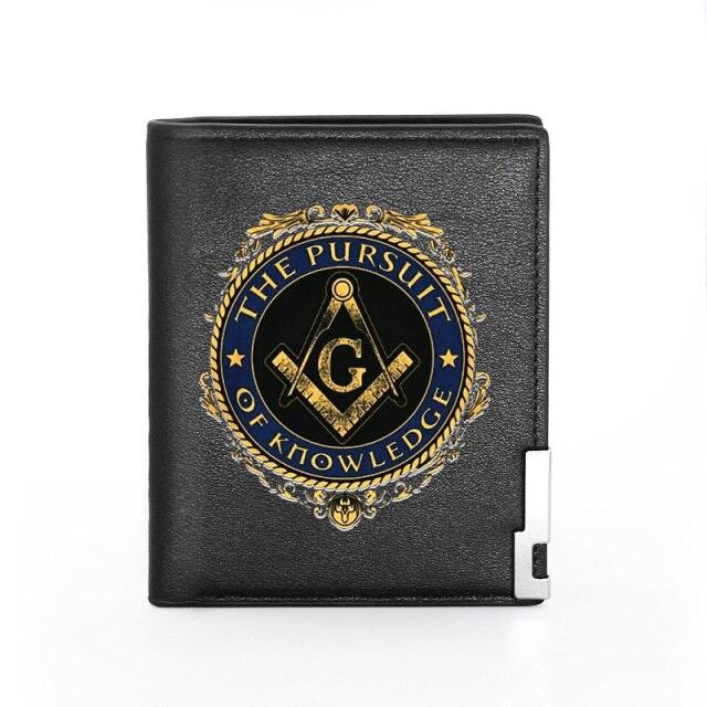 Master Mason Blue Lodge Wallet - Compass Square With G with Credit Card Holder (black, brown) - Bricks Masons