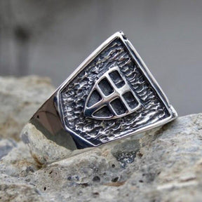 Knights Templar Commandery Ring - IN HOC SIGNO VINCES Silver Stainless Steel - Bricks Masons