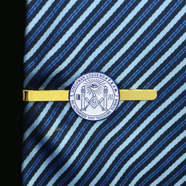 Master Mason Blue Lodge Tie Bar - Szechwan Lodge NO.4 - Bricks Masons