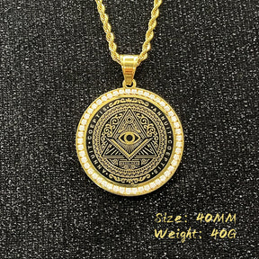 Master Mason Blue Lodge Necklace - Square and Compass G Iced-Out Pendant (Gold/Silver) - Bricks Masons