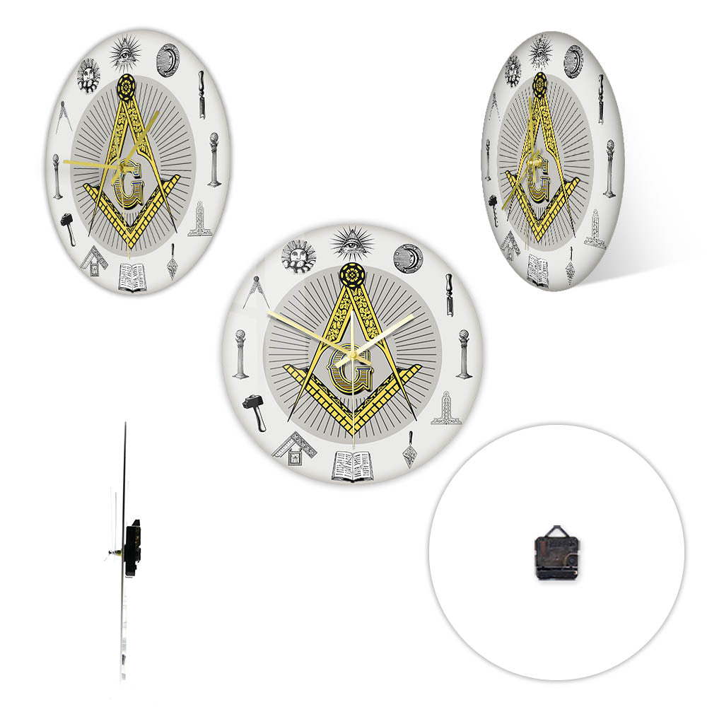 Master Mason Blue Lodge Clock - Golden Square and Compass G Digital LED - Bricks Masons