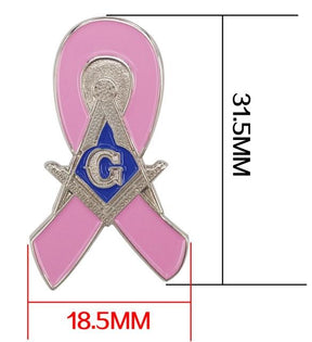 Master Mason Blue Lodge Lapel Pin - Breast Cancer Awareness Silver Square & Compass G - Bricks Masons