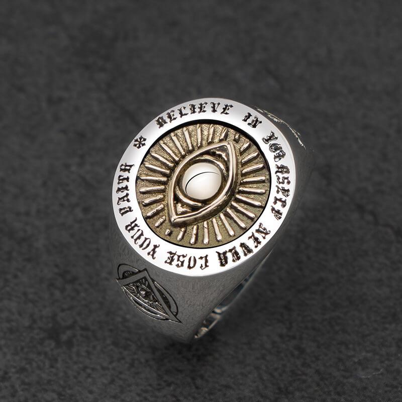 Eye of Providence Resizable Silver Ring - Bricks Masons