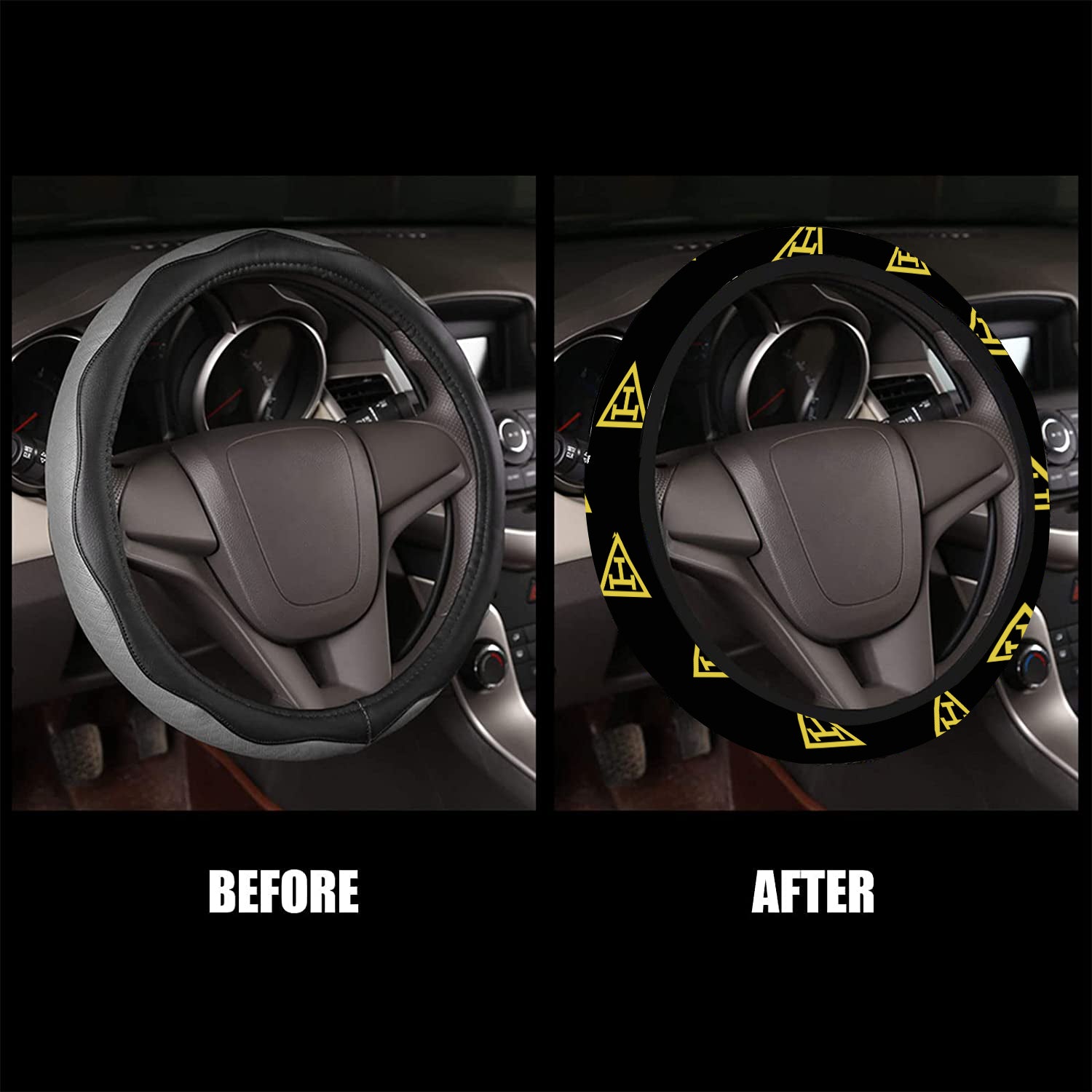 Royal Arch Chapter Steering Wheel Cover - White & Gold - Bricks Masons