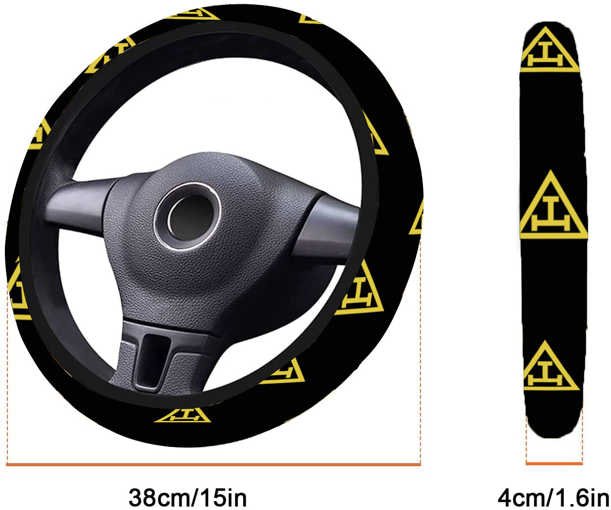 Royal Arch Chapter Steering Wheel Cover - White & Gold - Bricks Masons