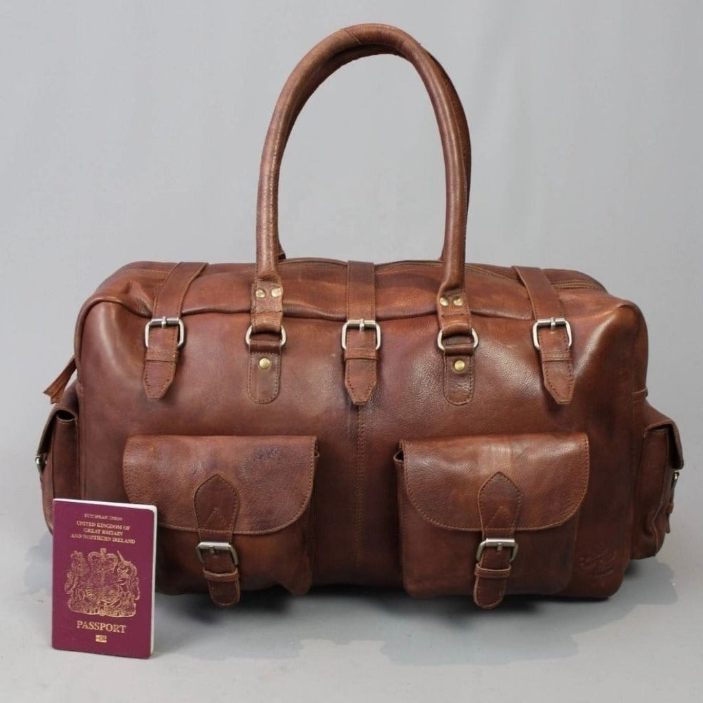 Council Travel Bag - Conker Brown Leather - Bricks Masons