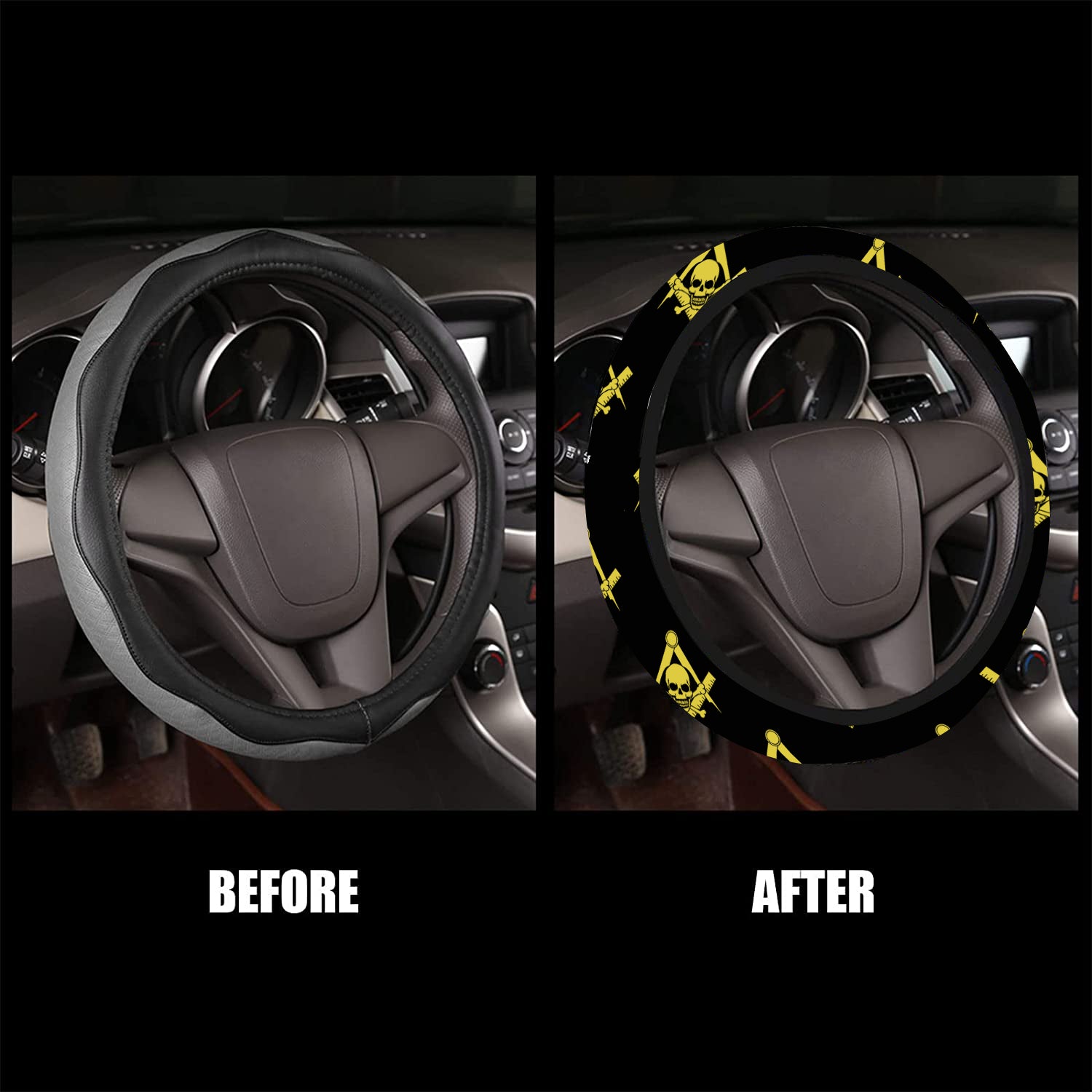 Widows Sons Steering Wheel Cover - White & Gold - Bricks Masons